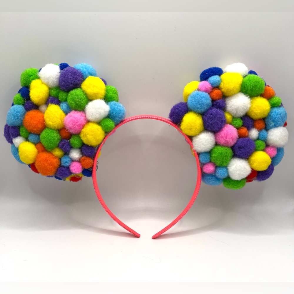 Handmade Multicolored Mickey Mouse Ears on Pink Headband